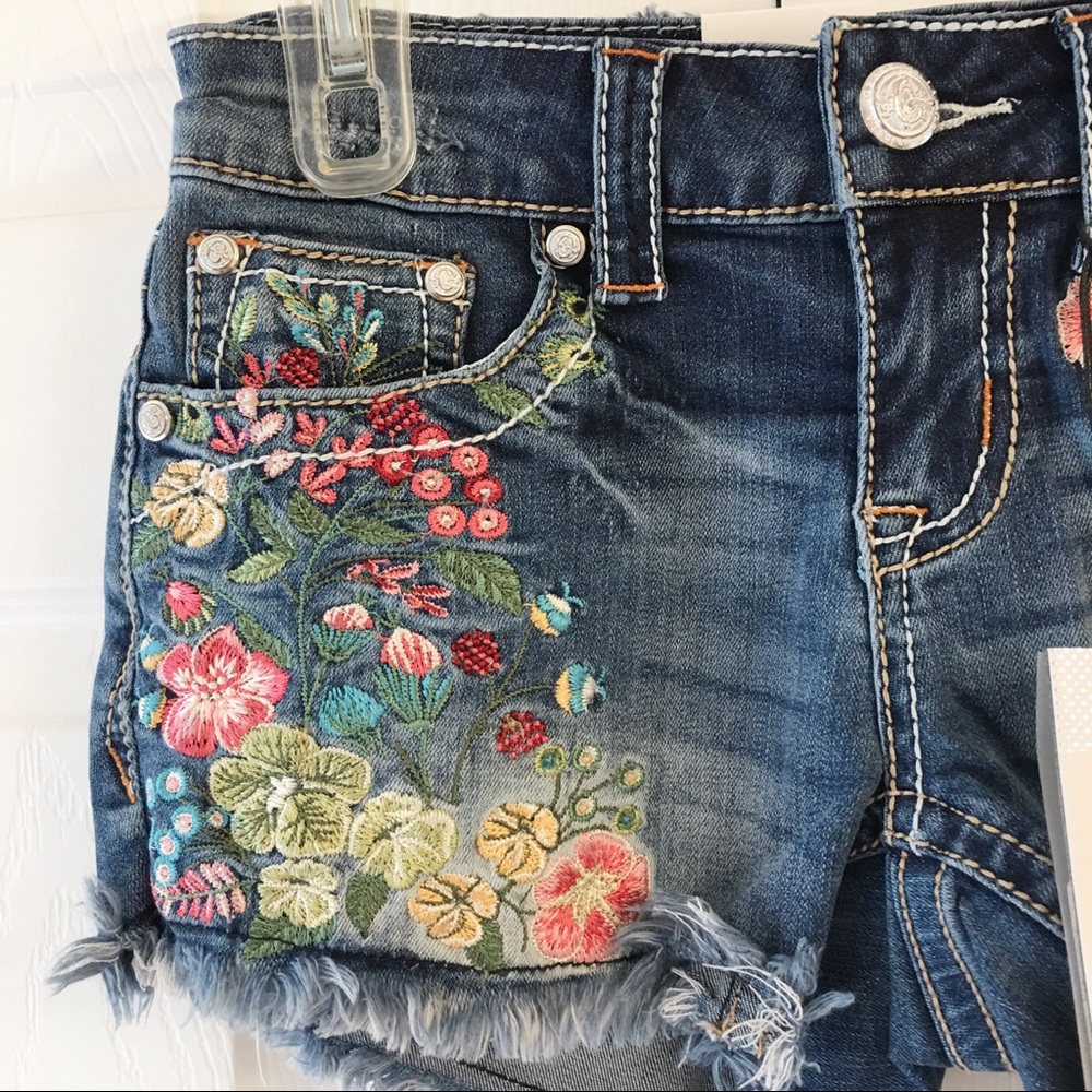 Grace in LA Shorts Blue Jean  embroidery size 25
